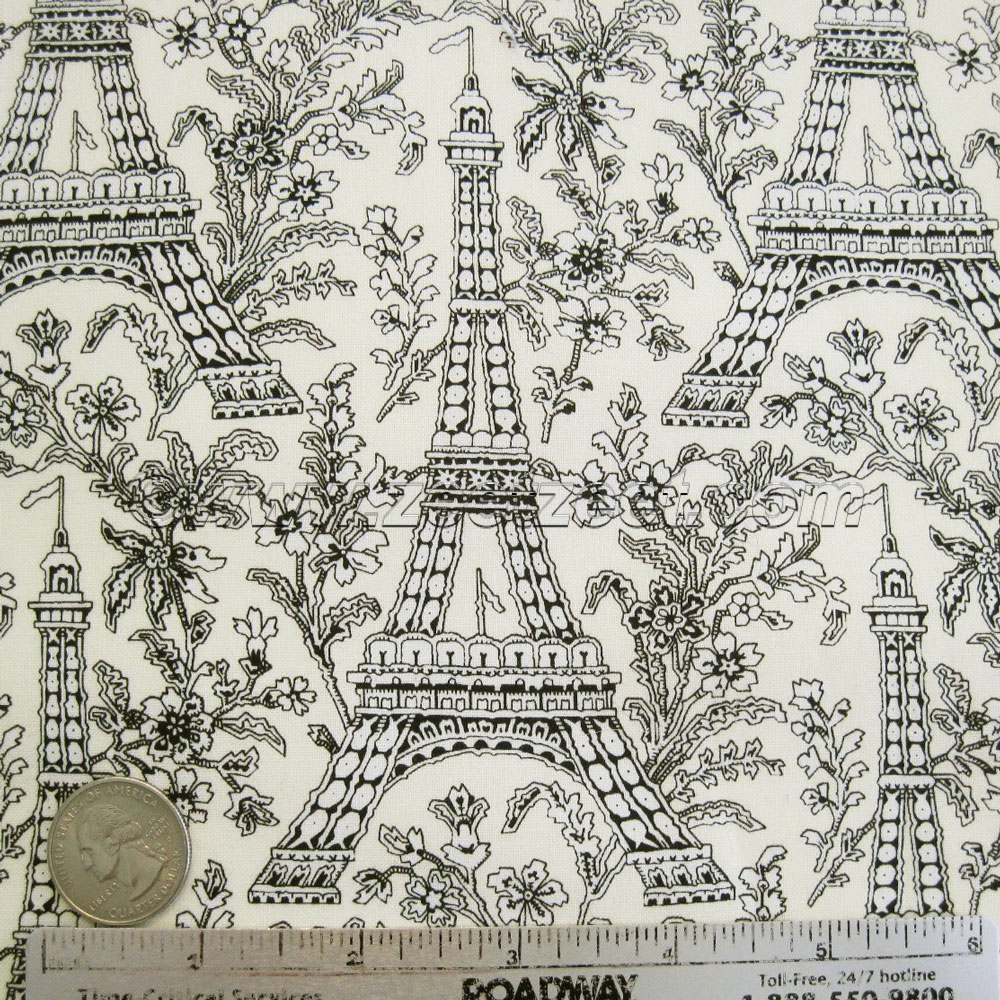 RARE Michael Miller EIFFEL TOWER Ivory France Paris Quilt Fabric by the Yard - French - Out of Print - zeetzeet