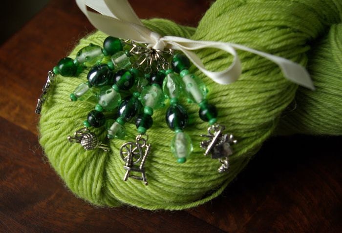 Knitting Charm Beaded Stitch Markers Set of 7