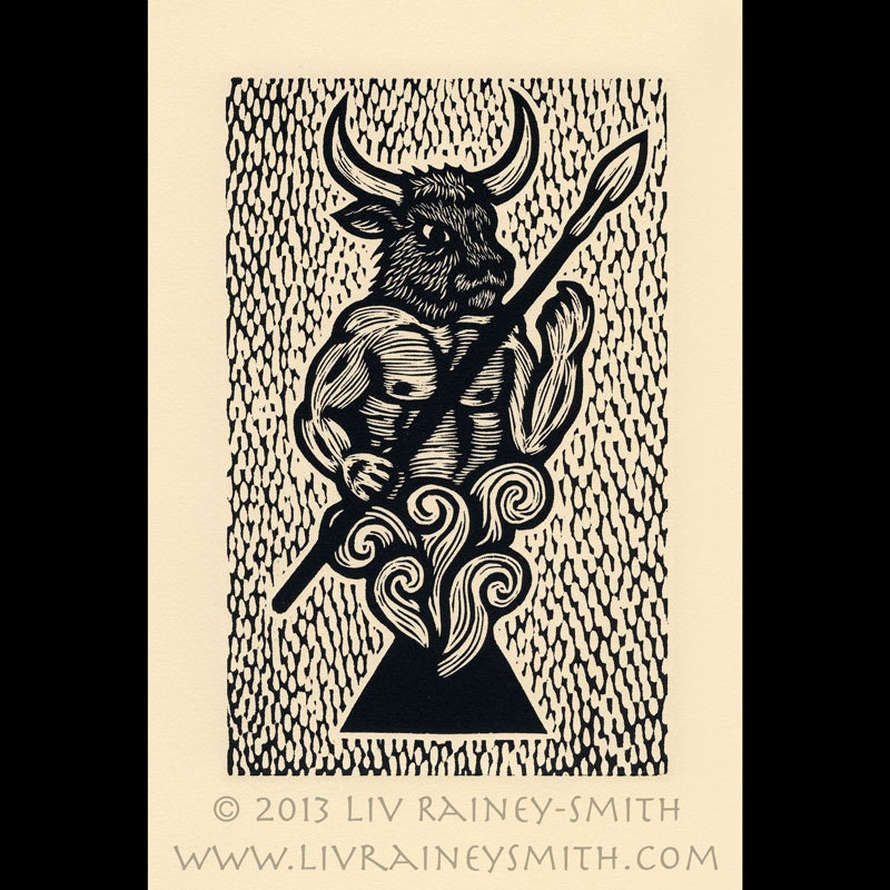 Bull woodcut limited edition Arcanum Bestiarum bestiary print