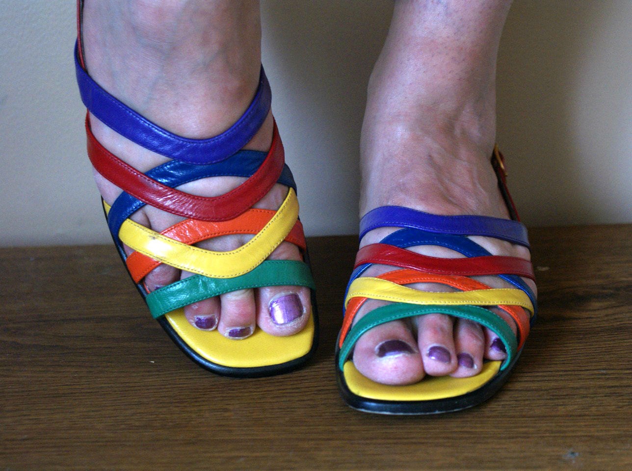 Rainbow Strappy Leather Sandals 9