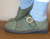Unique Olive Green Side Buckle Oxfords 9