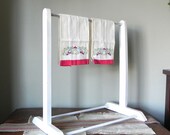 Two Vintage display racks wood white craft towel quilt bedspread