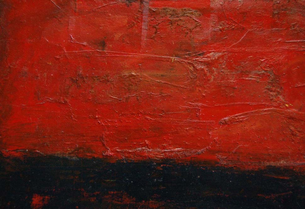 Abstract Acrylic Painting Colorful Red Orange Dark Green 14x11 Original Contemporary Modern Mixed Media Wrapped Canvas