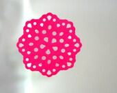 10 Lacy Paper Doily Stickers Envelope Seals  Hot Pink