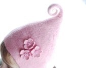 Ready to ship- Felted Fairy hat with curly spike, children size, head 47-50cm