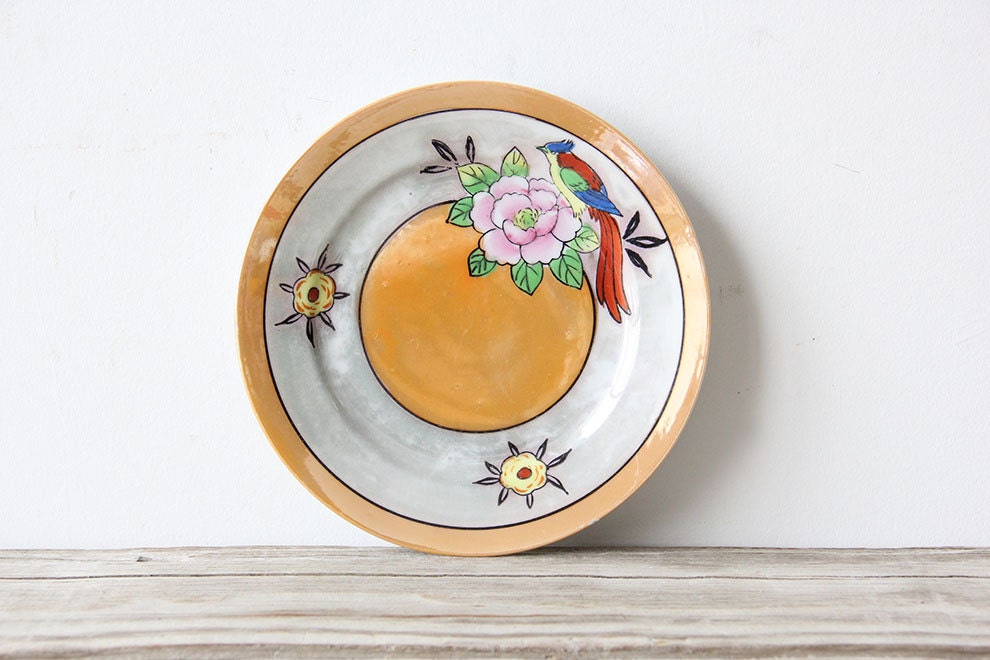 Set of Regency Bird Lusterware Plates (Set of 5)