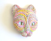 Pastel Cosmic Cat Art Sculpture