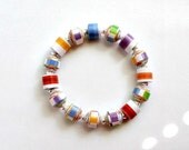 Bright Colors, PAPER BEAD Stretch Bracelet - custom sizing, shipping included
