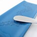 Glass Butter Dish Plate Blue with Stainless Steel Knife