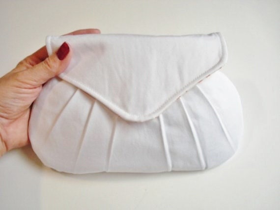 Brides White Clutch, Wedding Purse, Small Handbag, Bridesmaids Gift
