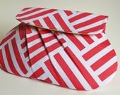 Coral Clutch, Striped Handbag, Wedding Purse, Bridesmaids Gift 