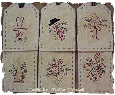 Wintertime Mini Collection 1-Primitive Stitchery Pattern by Primitive Stitches-Instant Download