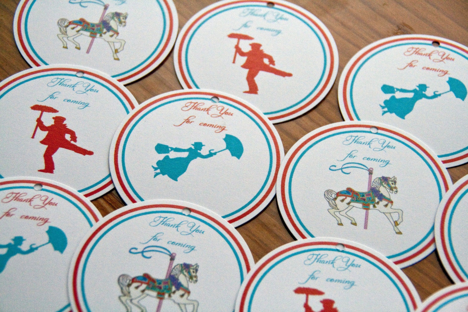 Mary Poppins Carnival Party Favor Tags Birthday Favor Tags Jolly Holiday set of 12 by Belleza e Luce Il_170x135