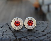 Bullet Earrings stud or post, nickel silver Federal .40 S&W with Swarovski crystals