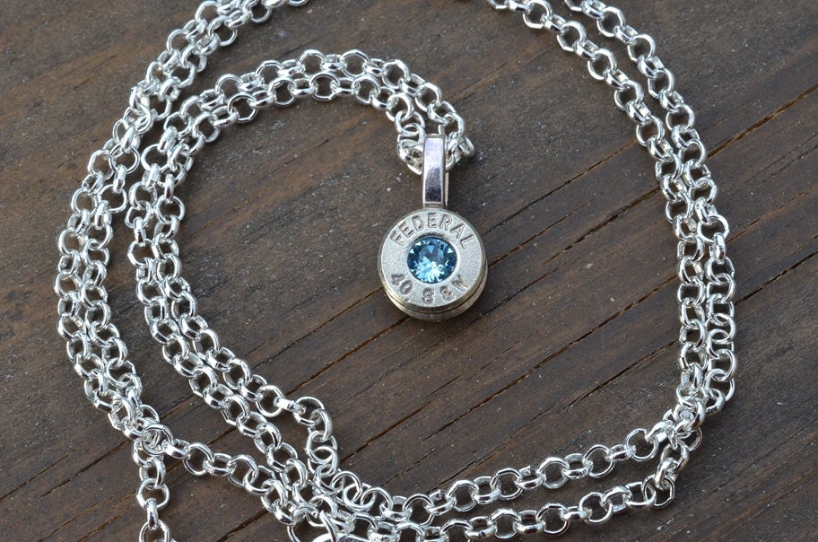 Bullet necklace..... Silver Federal .40 S&W pendant necklace with Swarovski crystal