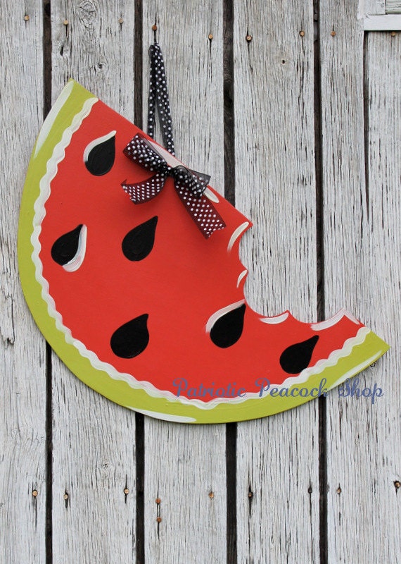 Watermelon Wooden Door Hanger Art- Patriotic Peacock Original