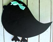 Chalkboard Birdy Wooden Door Hanger Art- Patriotic Peacock Original