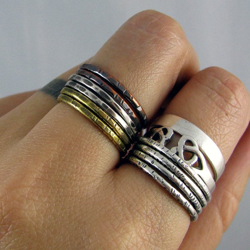 Sterling Stacking Rings - Set of 2 Sterling, 2 Brass, 2 Copper