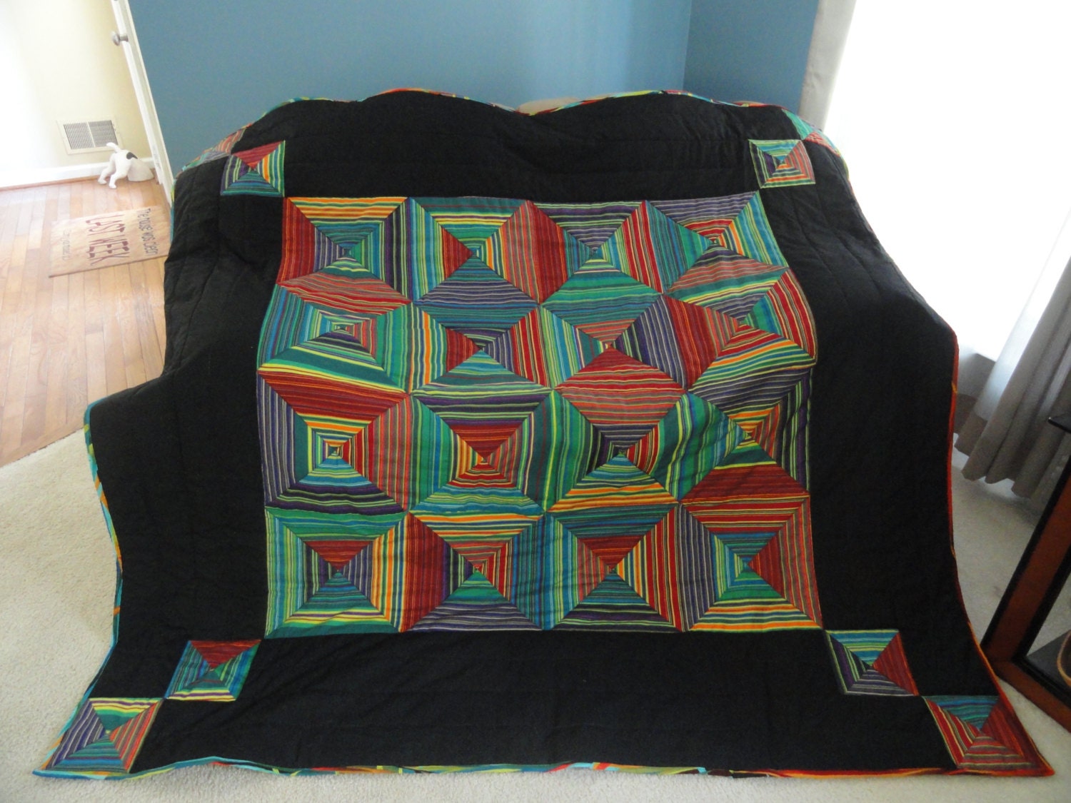 Geometric Couch or Bed Quilt