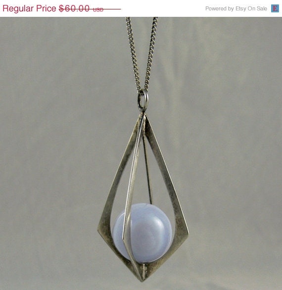 Vintage Modernist Sterling Silver Kinetic Pendant Necklace