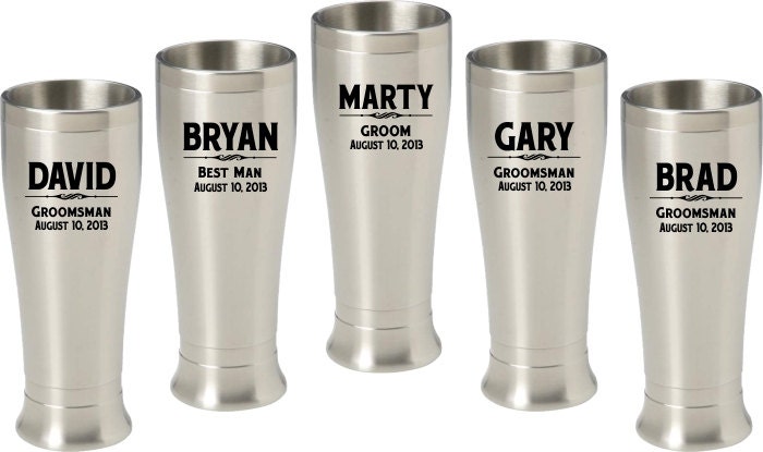 Set of 10 - Personalized Laser Engraved 16oz Stainless Steel Tumbler Best Man Groomsman Birthday Fathers Day