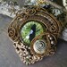 Gothic Steampunk Cat Evil Eye Pendant with Button