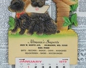 Vintage pressed cardboard Scotty Scottie dog Advertising calendar topper Germany
