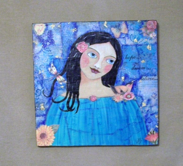 Inspirational Woman Portrait Original Encaustic Painting