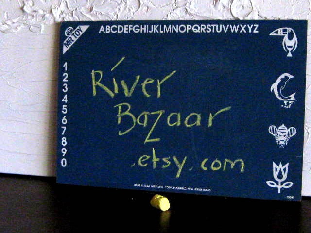 Vintage Blue Mr. Toy Lap Size Teaching Chalkboard