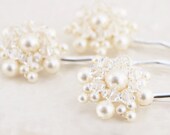 Wedding Bridal Bridesmaid Pearl and Crystal Hair Pin Set of Three