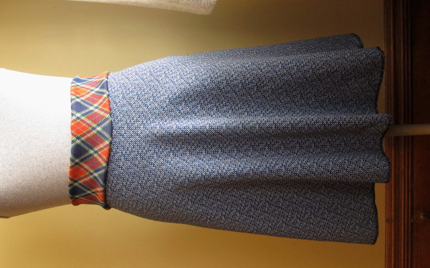 Frances A-line Skirt - Vintage Knit Style - Blue Speckles - Size Medium