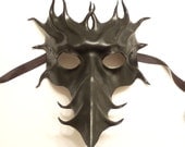 Long Nose Leather Mask in Black  Venetian Bird Dragon Phoenix Scaramouche