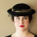 Black Velour Vintage Hat with Veil