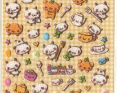 Cute Kawaii Panda and Bear sponge Sticker Sheet