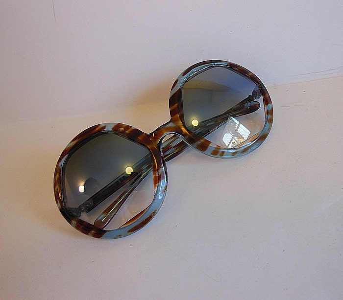1960s sunglasses / Unique Super Huge Oversized Vintage 60's Italian Sunglasses Blue Lense