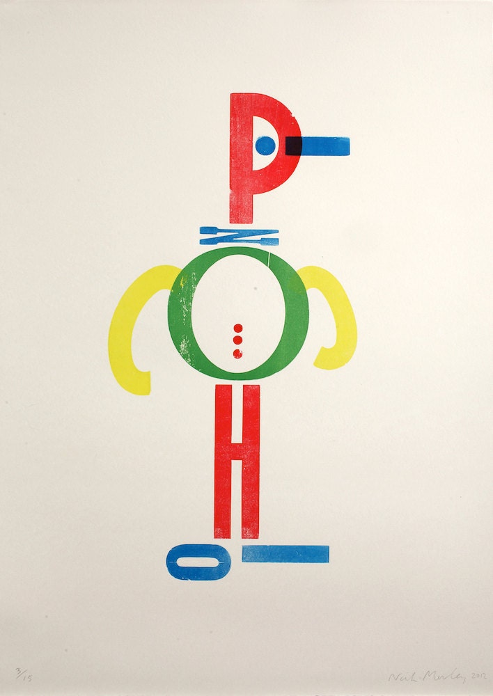 Pinocchio letterpress print