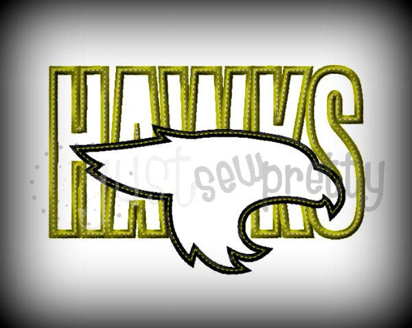 Hawks Silhouette Embroidery Applique Design