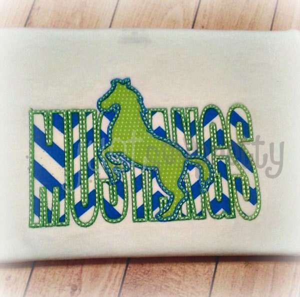 Mustangs Silhouette Embroidery Applique Design