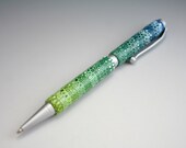 Ballpoint Pen in Green and Blue Fimo Dot Pattern