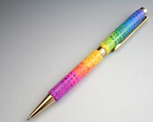 Rainbow Pen in Fimo Flower Pattern (Gold)