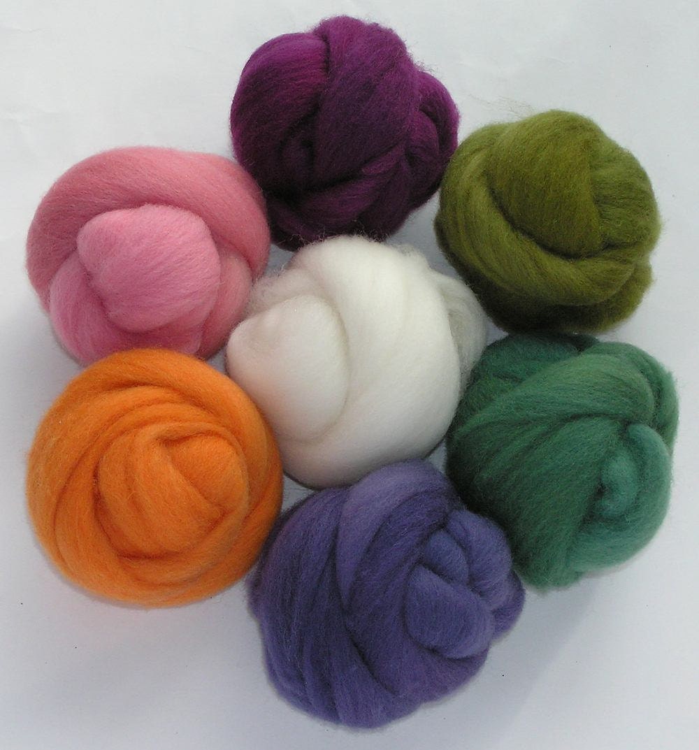 100g Acid Dyed/Undyed Falkland Wool Top - Multi-set Blossom