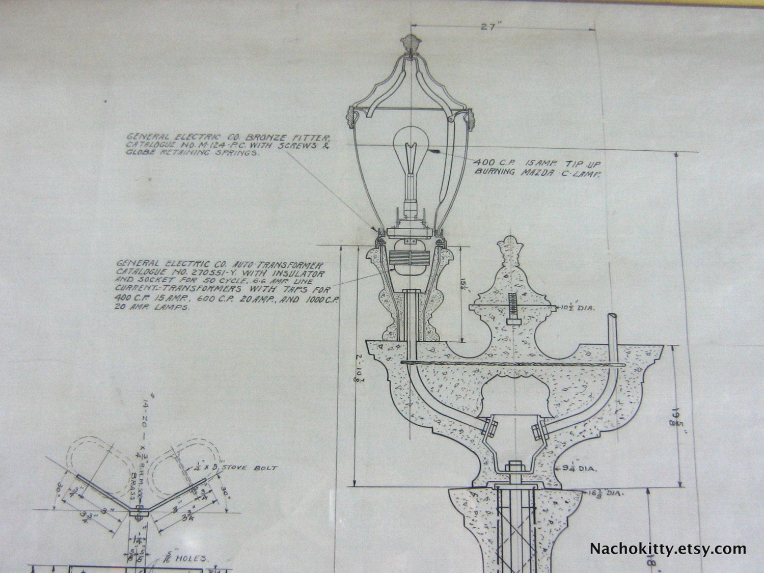 Architectural Drawing Circa 1926 Glendale California Framed