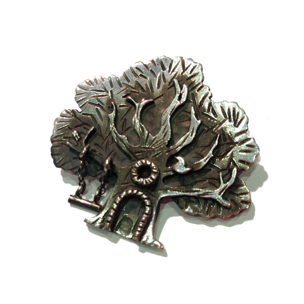 Tree House with Swing Brooch