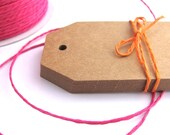 25 Kraft Tags with Paper Twine (10 metres) - Set of 25 Blank Gift Tags - Luggage Tags - Size 4.5cm x 9.5cm