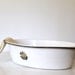 vintage 1930s enamel ware baby basin bathtub / white. black rim. black and white enamel tub / rustic primitive