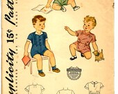 Simplicity 4083 Vintage 1940s Sewing pattern Child's Romper, Blouse & Shorts Original Factory Folds Sz  6 months