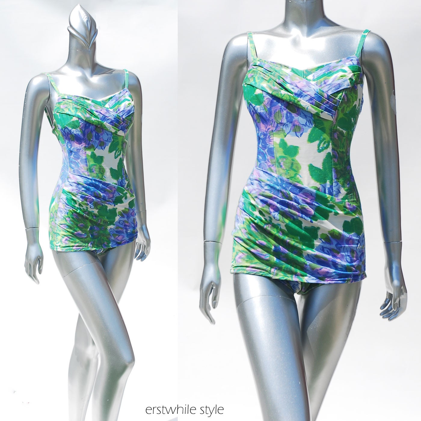 Vintage 1950s Cole of California Floral Swimsuit SM MED