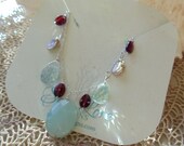 AQUA Garnet Necklace, aquamarine necklace,  garnet necklace, gemstone necklace