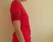 M reconstructed tshirt in coral and gray tie dye - medium