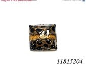 ON SALE 40% OFF Glass Lampwork Bead  - Black w/Yellow Silver Foil Pillow Focal Bead  - 11815204